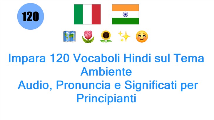 Impara 120 Vocaboli Hindi sul Tema Ambiente: Audio, Pronuncia e Significati per Principianti
